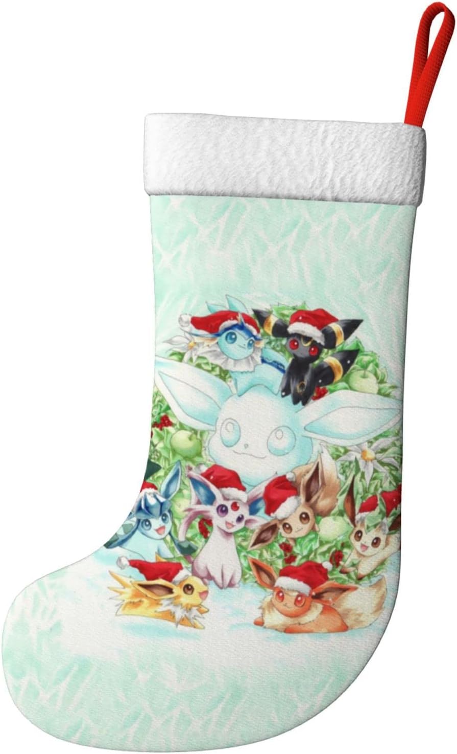 Cartoon Christmas Stockings X-Mas Hanging Socks for Family Holiday Christmas Decorations Season Party Decor 17.7 Inch
