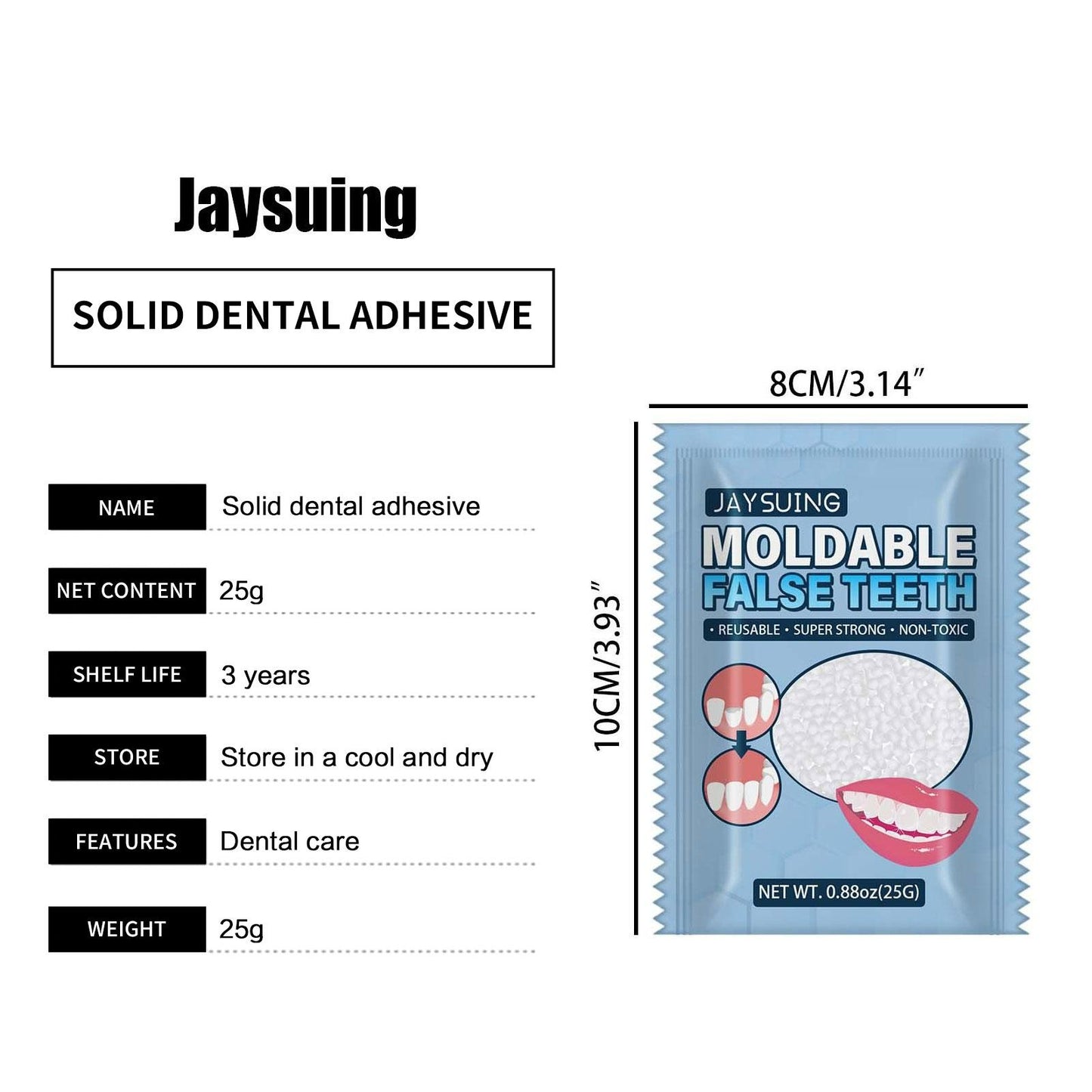 Repair Teeth False Tooth Solid Glue Moldable Denture Adhesive Fake Teeth Beauty Repairing Gaps Broken Shapeable Dental Glue 25g
