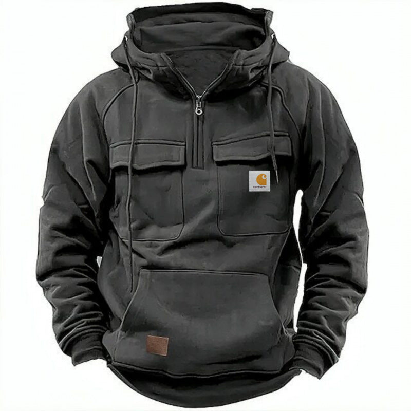 Carhartt 2024 autumn/winter new men's and women's tactical hoodies with printedhoodies, versatile for outdoor sports andfitness, loose plush thick zippered pocket jacket