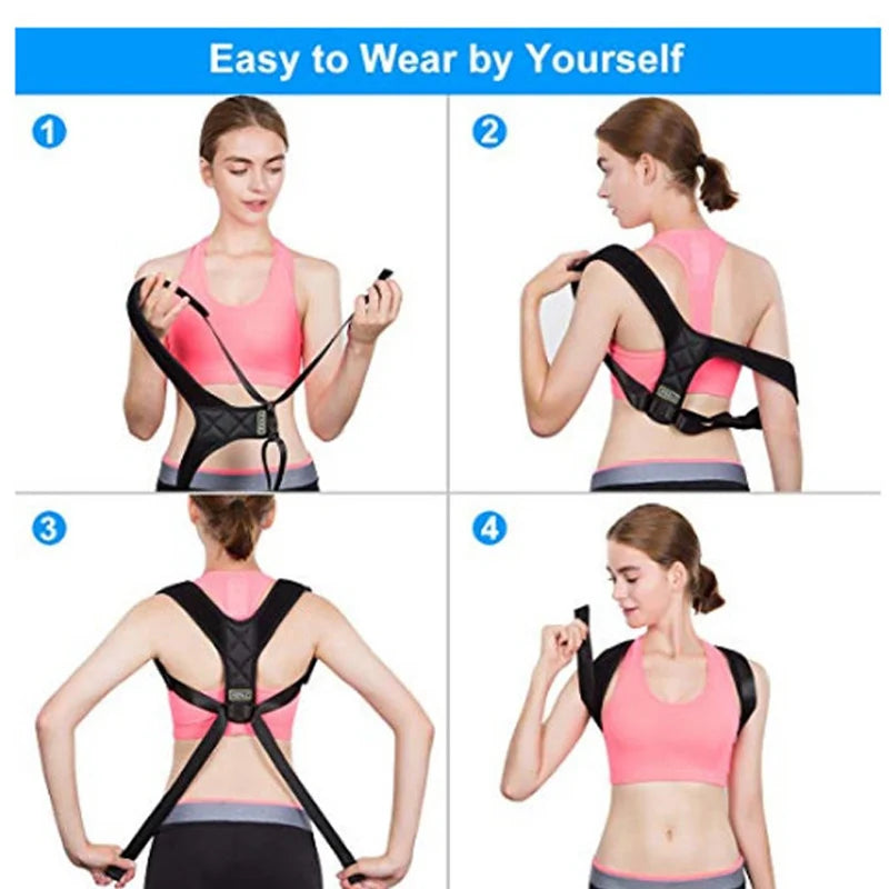 Adjustable Back Brace Support Invisible Shoulder Posture Corrector Spine Neck Health Correction Belt Home Office For Man Women