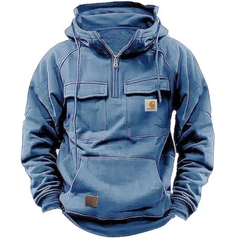 Carhartt 2024 autumn/winter new men's and women's tactical hoodies with printedhoodies, versatile for outdoor sports andfitness, loose plush thick zippered pocket jacket