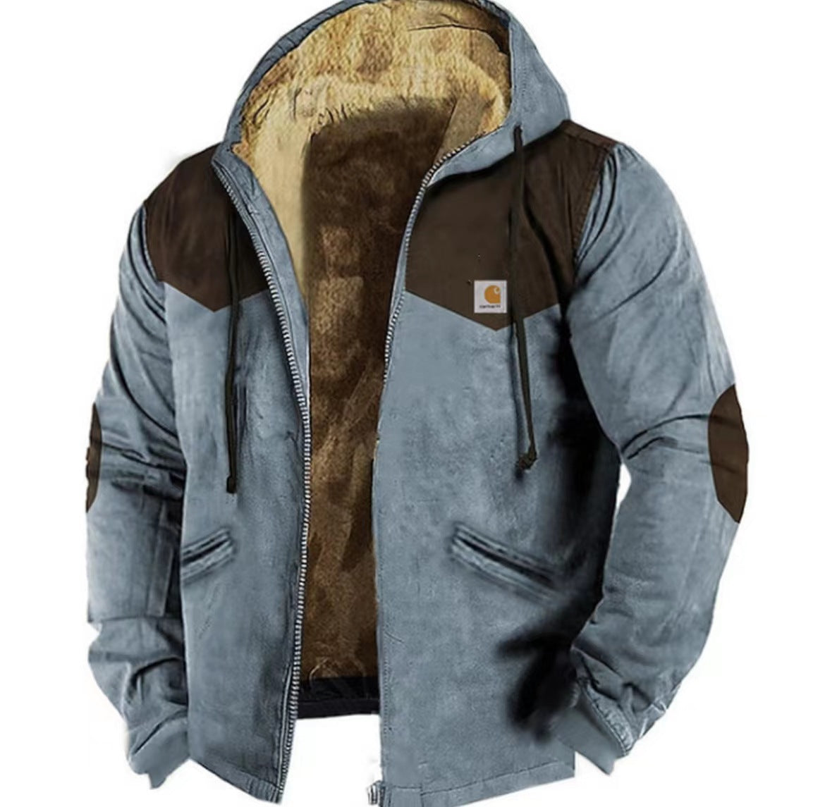 Carhartt 2024 autumn/winter new men's and women's tactical hoodies with printed hoodies, versatile for outdoor sports and fitness, loose plush thick zippered pocket jacket