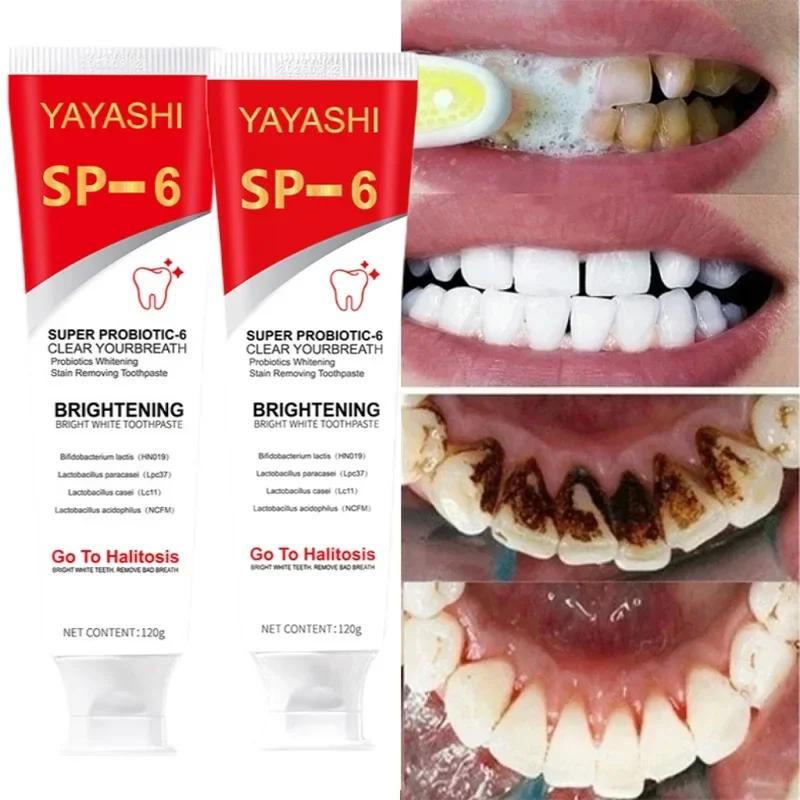 SP-6 Probiotic Toothpaste Whitening Tooth Remove Plaque Stains Teeth Whitener Oral Hygiene Clean Fresh Breath Denta 120g New