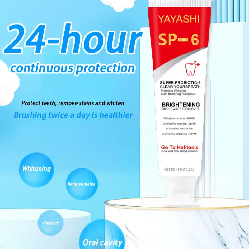 120g Probiotic Toothpaste SP-6 Whitening Tooth Remove Plaque Stains Teeth Whitener Oral Hygiene Clean Fresh Breath Dental