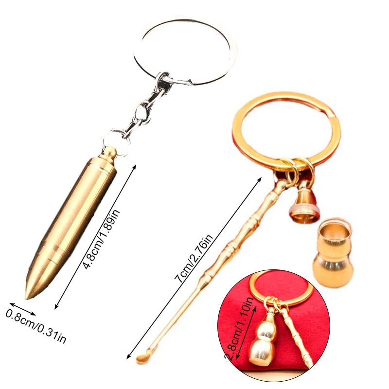 1Pcs Simulation Bullet Gourd Shaped Keychain Portable Ear Spoon Pendant Keyring Women Men Fashion Car Key Chains Jewelry Gifts