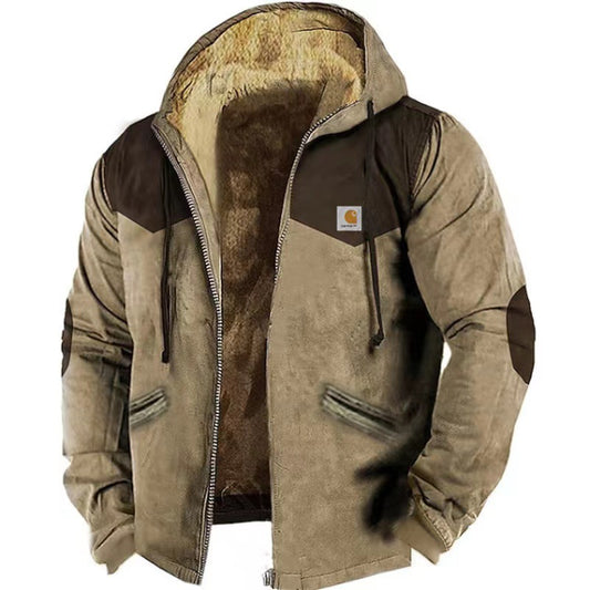 Carhartt 2024 autumn/winter new men's and women's tactical hoodies with printed hoodies, versatile for outdoor sports and fitness, loose plush thick zippered pocket jacket