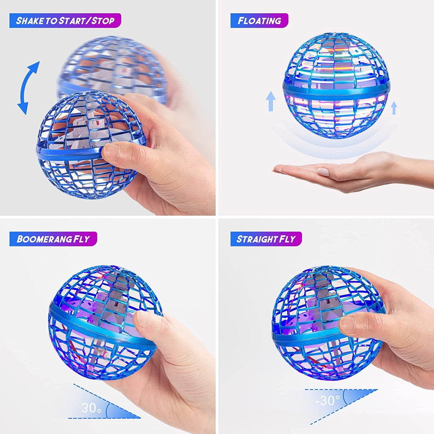 Flying Orb ball flying ball toys, fly orb hover ball floating boomerang spinner drone flying boomerang balls, cool toys gifts for 6 7 8 9 10 12 13 14 15 year old boys girls teens (blue)
