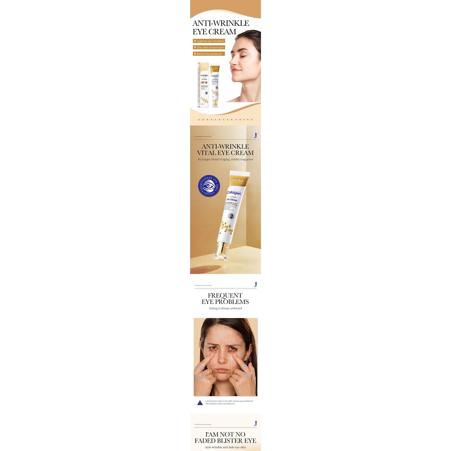 Sadoer Collagen Anti-wrinkle Eye Cream Eye Contour Eye Bags Dark Circles Removal Eye Beauty Cream Serum Korean Cosmetics 20g