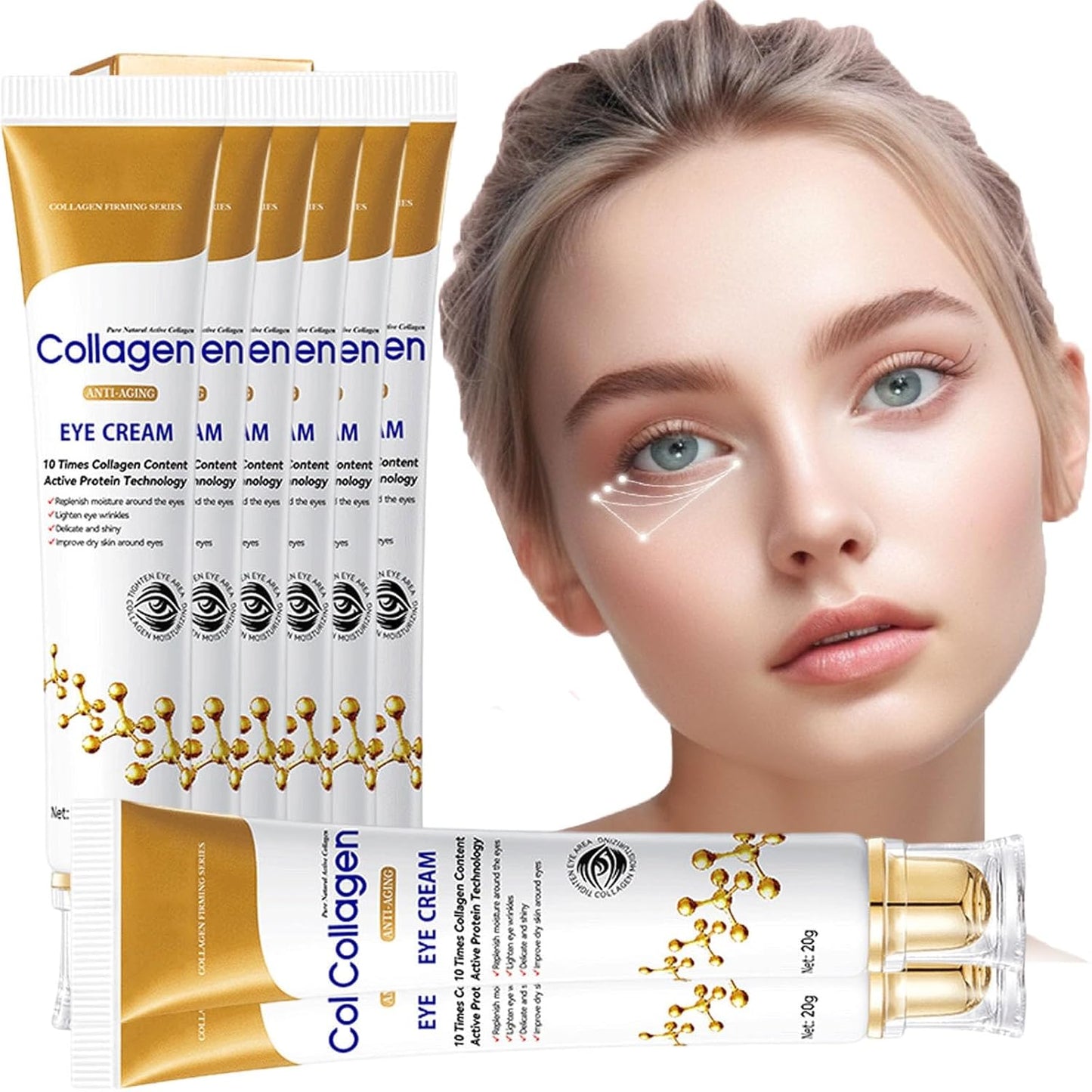 Sale!! Lumineyez Collagen Anti Wrinkle Moisturizing Eye Cream, Instant Firming Anti-Aging Eye Essence, Collagen Anti-Aging Under Eye Serum, Fine Lines Firming De-Puffiness Dark Circles Eye Cream (1PCS)