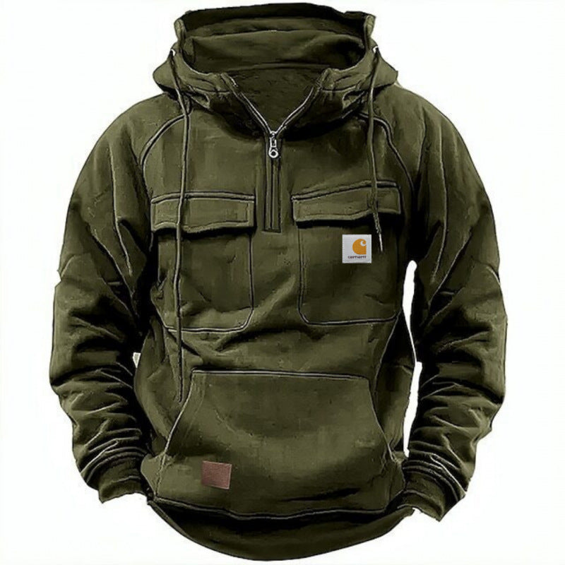 Carhartt 2024 autumn/winter new men's and women's tactical hoodies with printedhoodies, versatile for outdoor sports andfitness, loose plush thick zippered pocket jacket