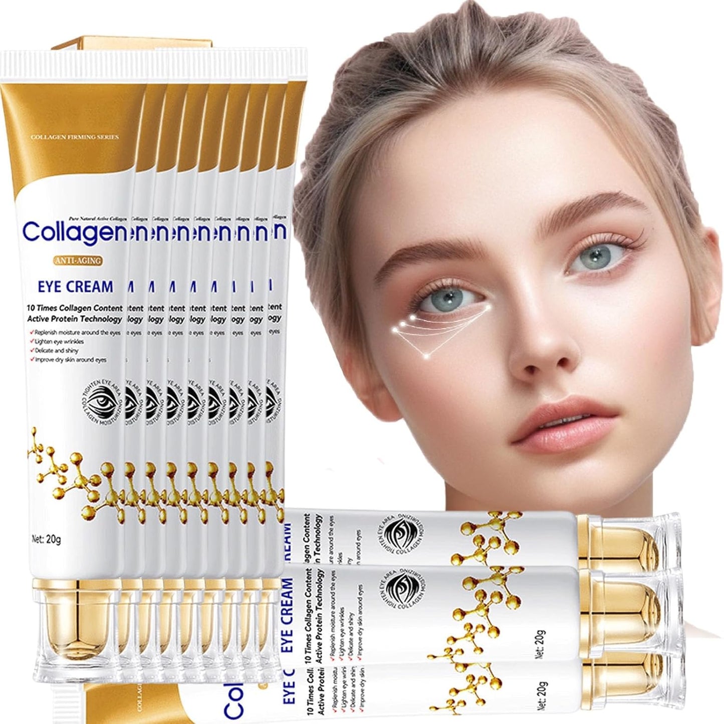 Sale!! Lumineyez Collagen Anti Wrinkle Moisturizing Eye Cream, Instant Firming Anti-Aging Eye Essence, Collagen Anti-Aging Under Eye Serum, Fine Lines Firming De-Puffiness Dark Circles Eye Cream (1PCS)