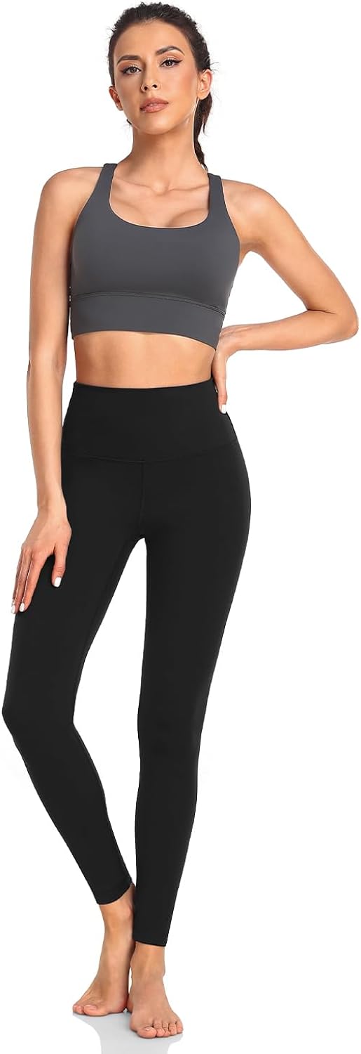 HeyNuts Essential Full Length Leggings for Women with Drawstring, High Waisted Workout Compression Yoga Pants 28''