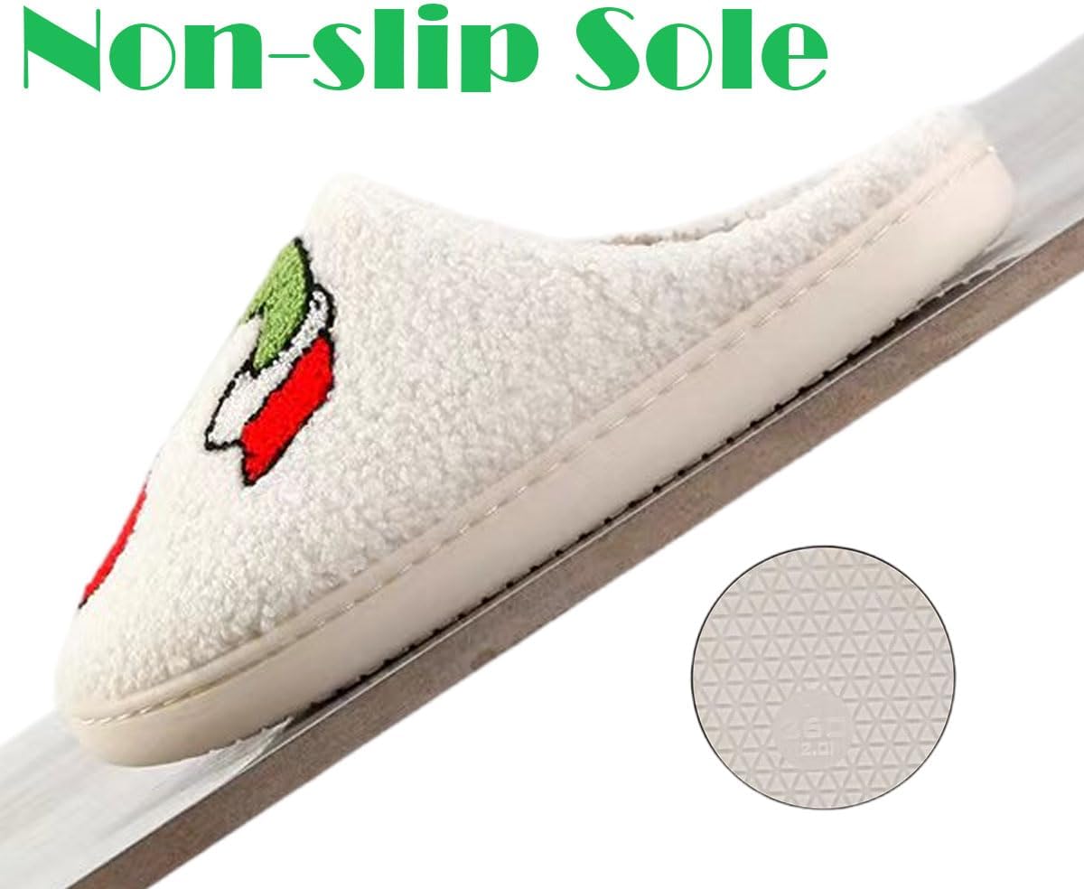 Christmas Slippers For Women Men Indoor Soft Warm Cotton Bedroom Reindeer Slippers House Memory Foam Slippers Cozy Fluffy Fall Winter Home Slippers