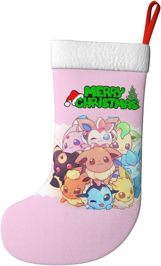 Cartoon Christmas Stockings X-Mas Hanging Socks for Family Holiday Christmas Decorations Season Party Decor 17.7 Inch