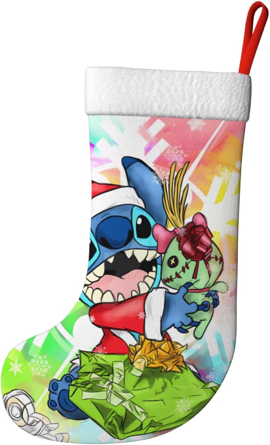 Christmas Stockings Cartoon Xmas Fireplace Hanging Stockings for Home Holiday Party Decor Gift 17.7 Inch