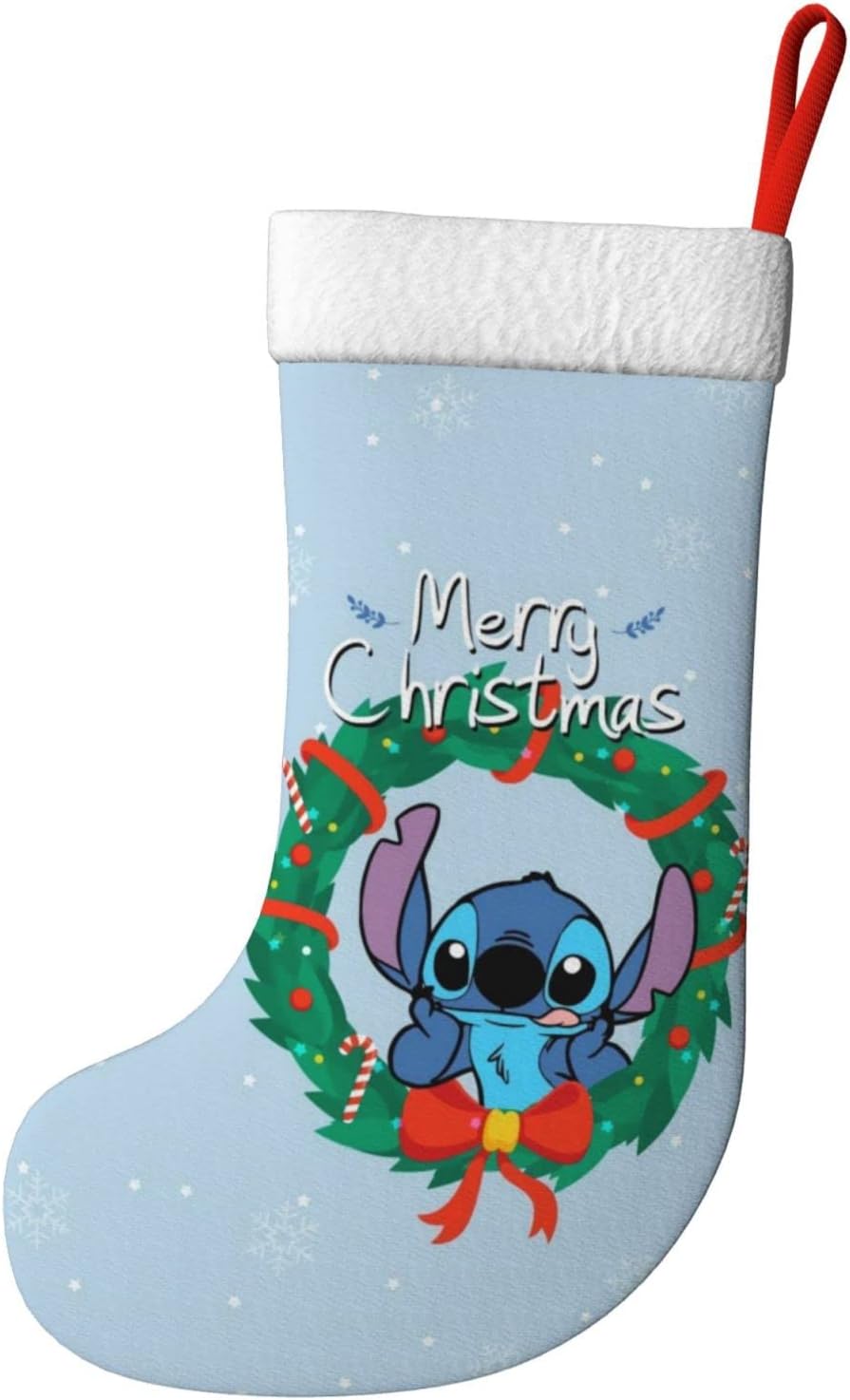 Cartoon Christmas Stockings X-Mas Hanging Socks for Family Holiday Christmas Decorations Season Party Decor 17.7 Inch
