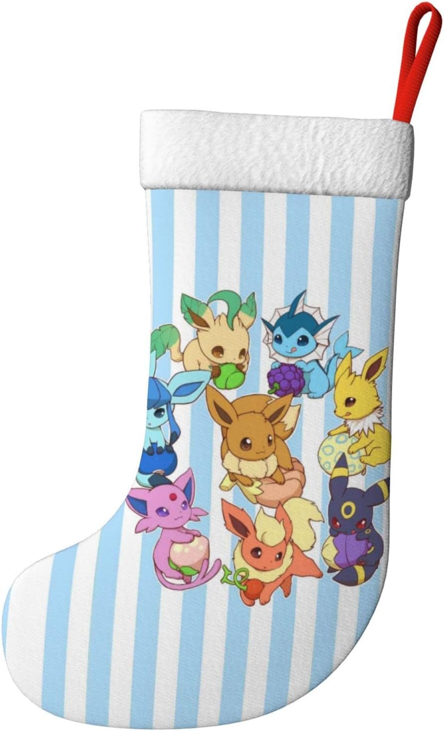 Cartoon Christmas Stockings X-Mas Hanging Socks for Family Holiday Christmas Decorations Season Party Decor 17.7 Inch