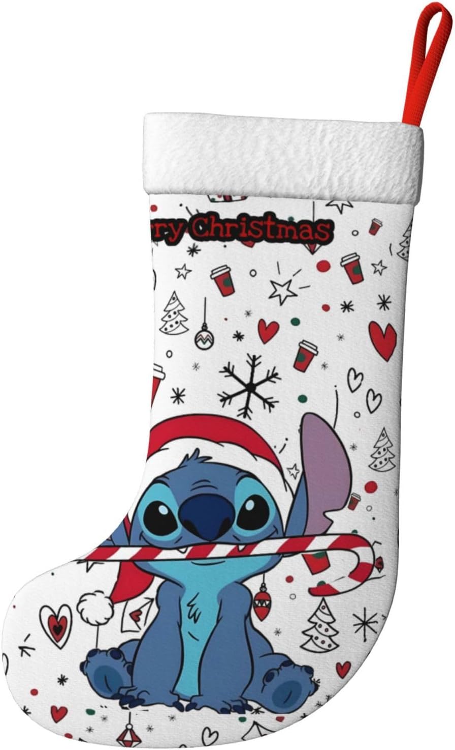 Christmas Stockings Cartoon Xmas Fireplace Hanging Stockings for Home Holiday Party Decor Gift 17.7 Inch