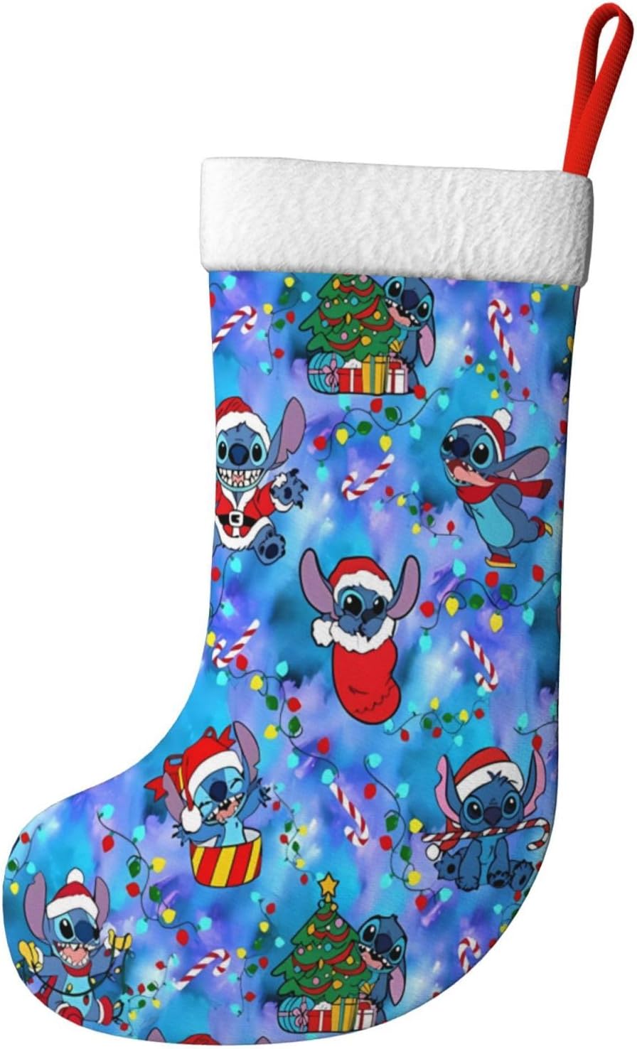 Christmas Stockings Cartoon Xmas Fireplace Hanging Stockings for Home Holiday Party Decor Gift 17.7 Inch