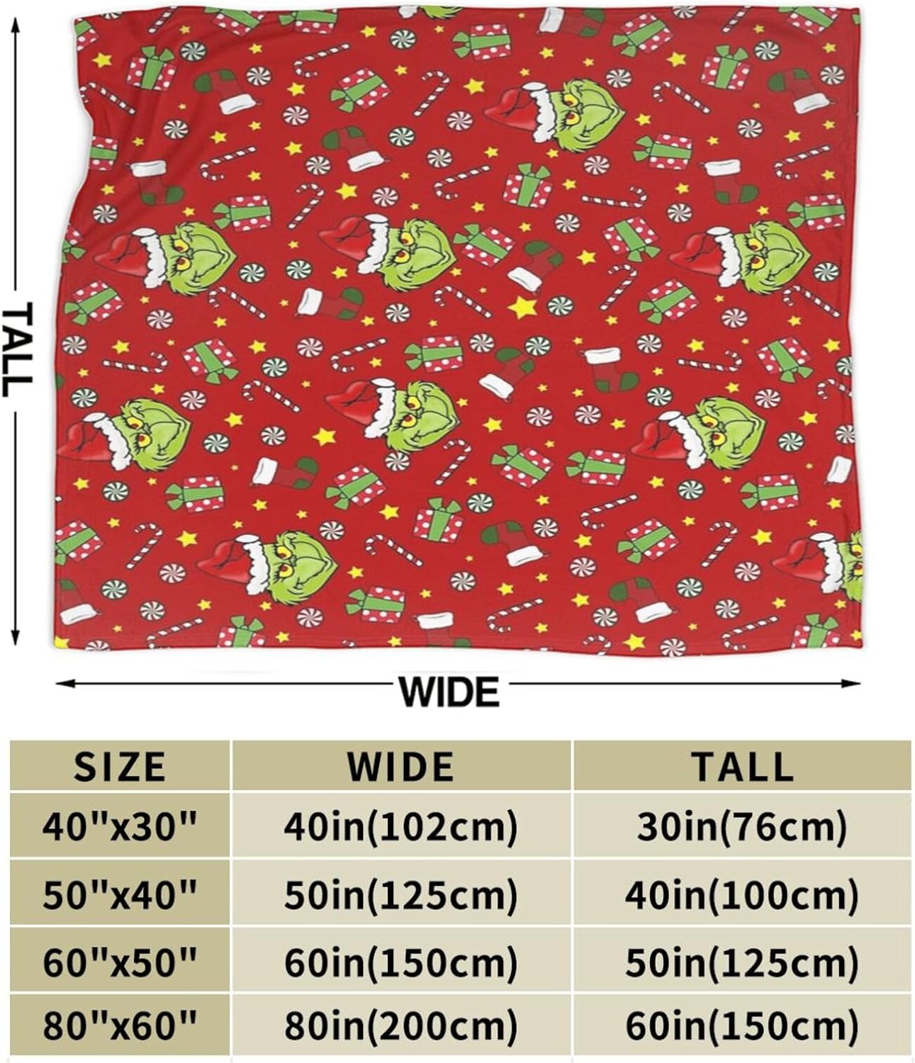 Grinch Blanket,How to Stole Christmas Blanket, Ultra Soft Micro Fleece Durable Halloween Blanket, Soft Warm Blanket Sheet for Adults Kids Bed 50"X40"
