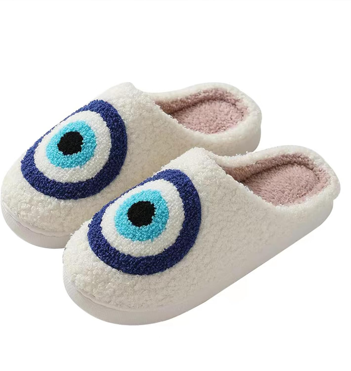 LLOVEJMP Retro Checkered Slippers, Evil Eyes Slippers, Soft Plush Comfy Women Slippers, Halloween Pumpkin Slippers, Preppy Scuff Slides, Womens Cozy Memory Foam Slipper with Anti-Slip Sole