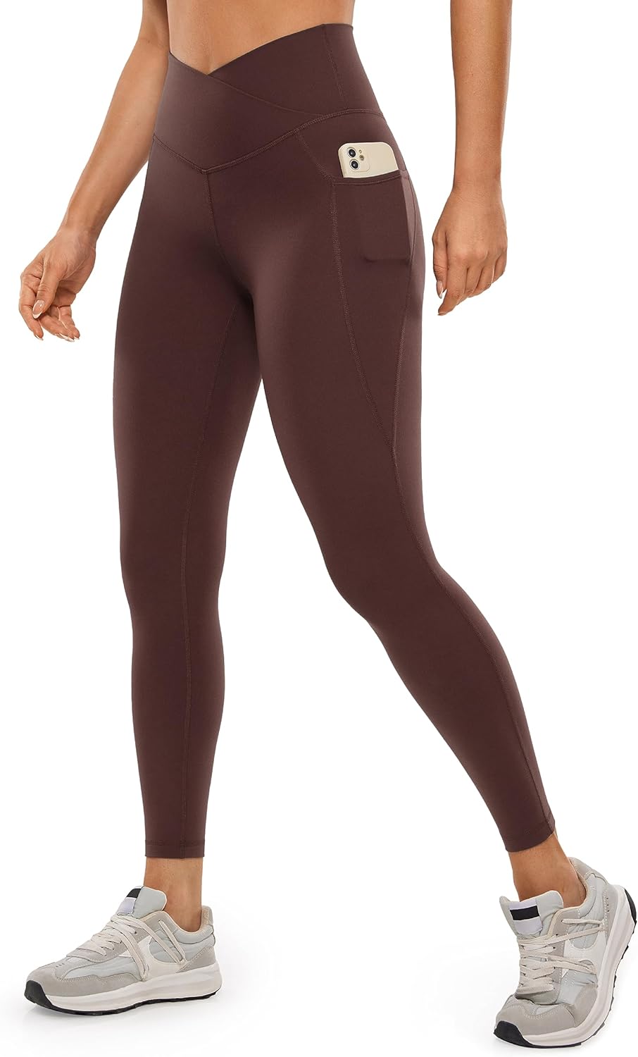 CRZ YOGA Butterluxe Womens Crossover Waist Workout Leggings with Pockets 25" - V Cross High Waist Gym Lounge Yoga Pants