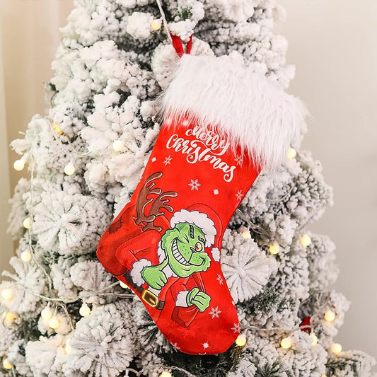 Adurself Christmas Stocking, 17.7 inches Large Stockings Candy Gift Socks Christmas Ornament Decorations for Family Holiday Xmas Party Decorations