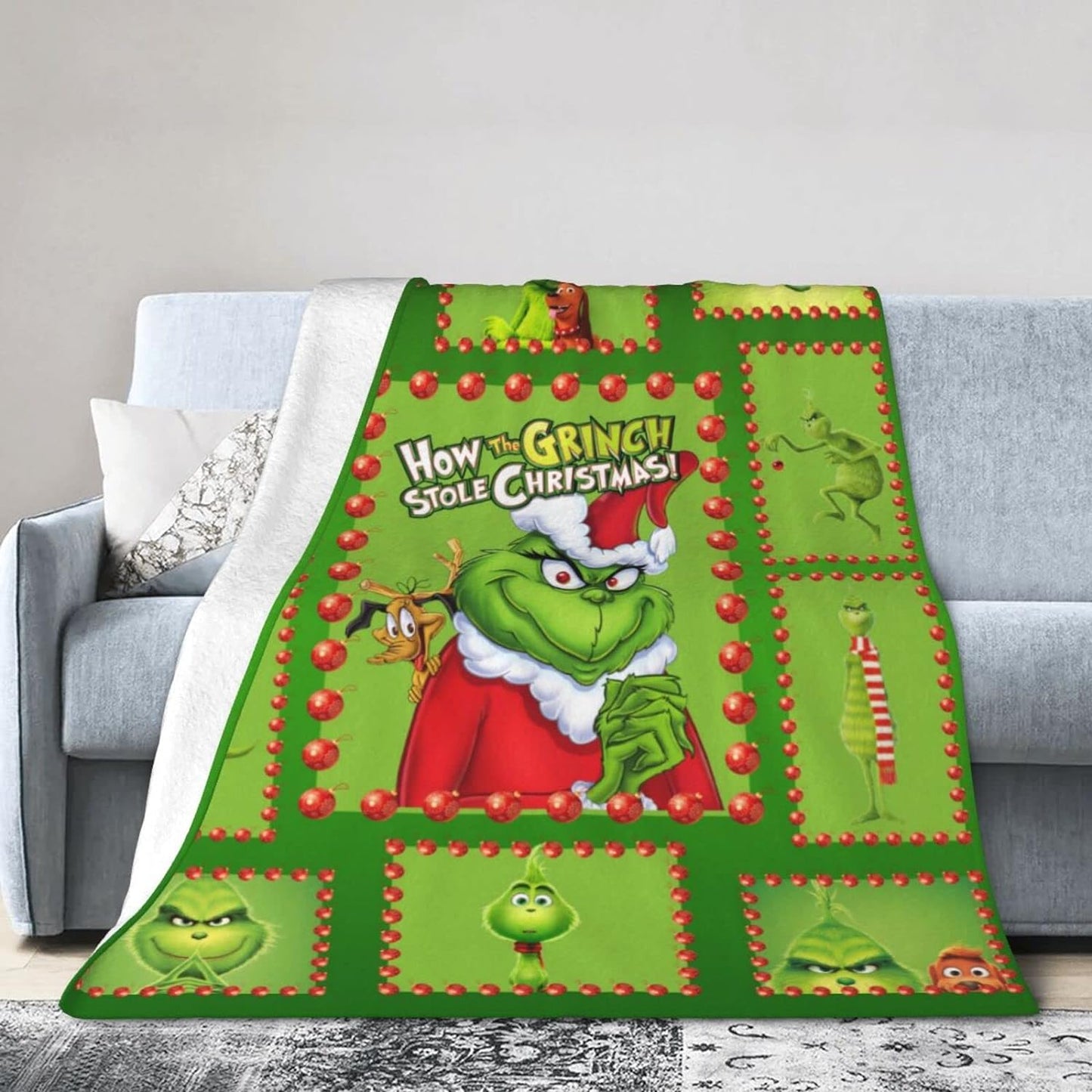 Grinch Blanket,How to Stole Christmas Blanket, Ultra Soft Micro Fleece Durable Halloween Blanket, Soft Warm Blanket Sheet for Adults Kids Bed 50"X40"