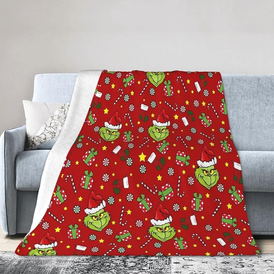 Grinch Blanket,How to Stole Christmas Blanket, Ultra Soft Micro Fleece Durable Halloween Blanket, Soft Warm Blanket Sheet for Adults Kids Bed 50"X40"