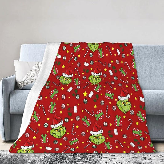 Grinch Blanket,How to Stole Christmas Blanket, Ultra Soft Micro Fleece Durable Halloween Blanket, Soft Warm Blanket Sheet for Adults Kids Bed 50"X40"