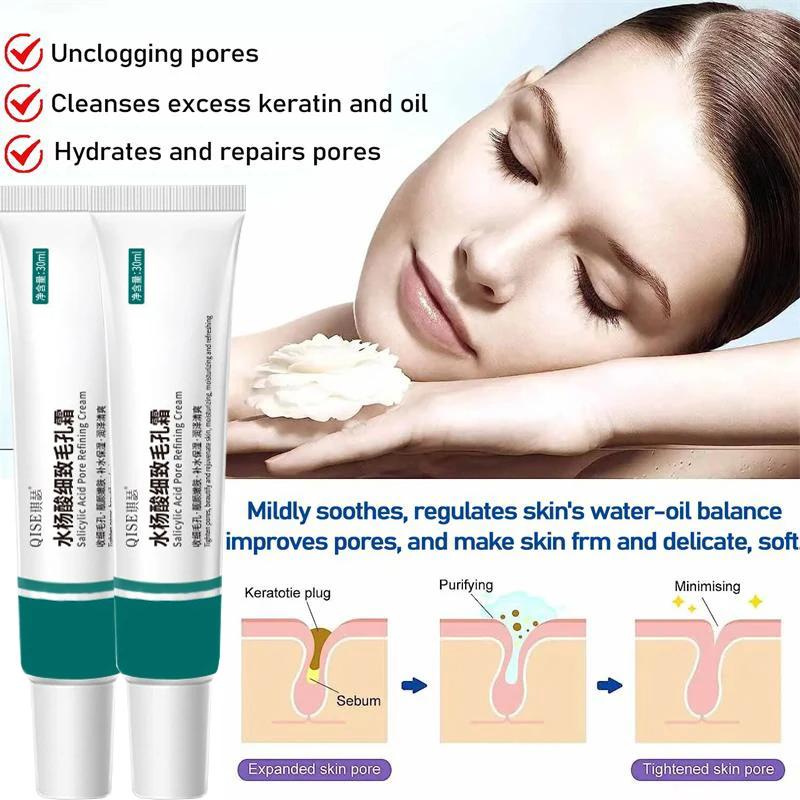 Salicylic Acid Pore Shrinking Cream Large Pores Tightening Repairing Serum Moisturizing Oil Control Skin Care Cosmetic 2024