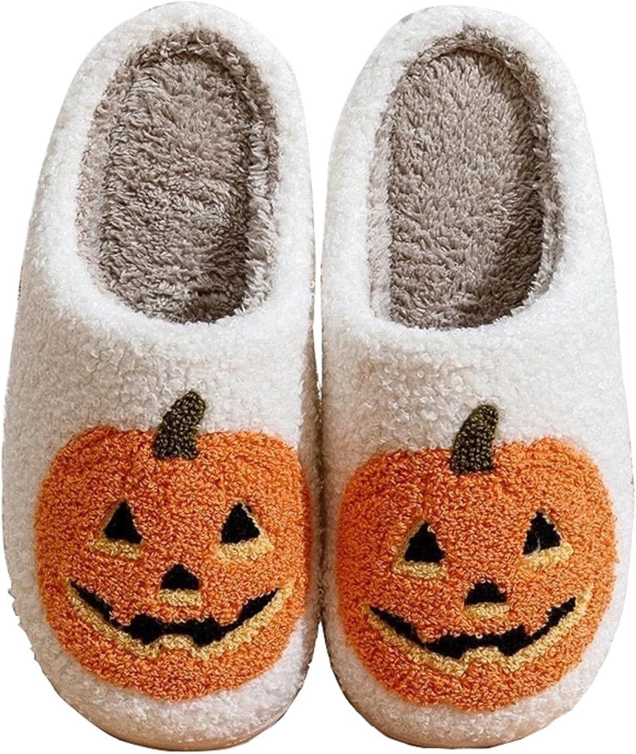 LLOVEJMP Retro Checkered Slippers, Evil Eyes Slippers, Soft Plush Comfy Women Slippers, Halloween Pumpkin Slippers, Preppy Scuff Slides, Womens Cozy Memory Foam Slipper with Anti-Slip Sole