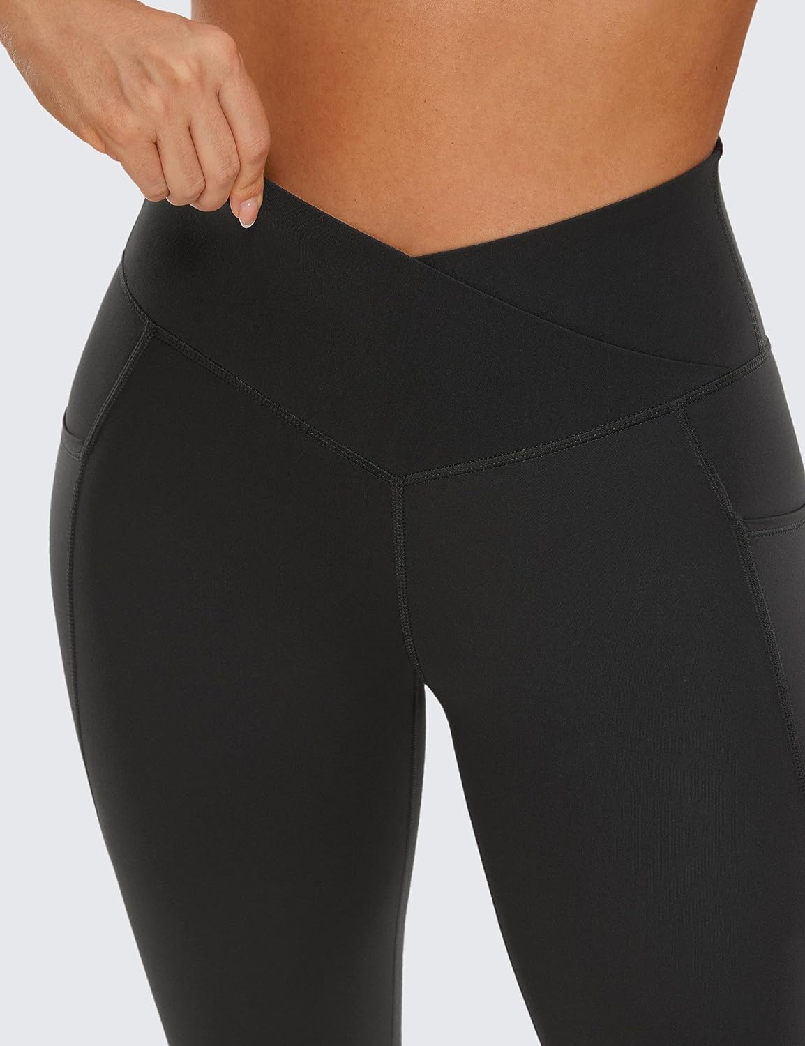 CRZ YOGA Butterluxe Womens Crossover Waist Workout Leggings with Pockets 25" - V Cross High Waist Gym Lounge Yoga Pants