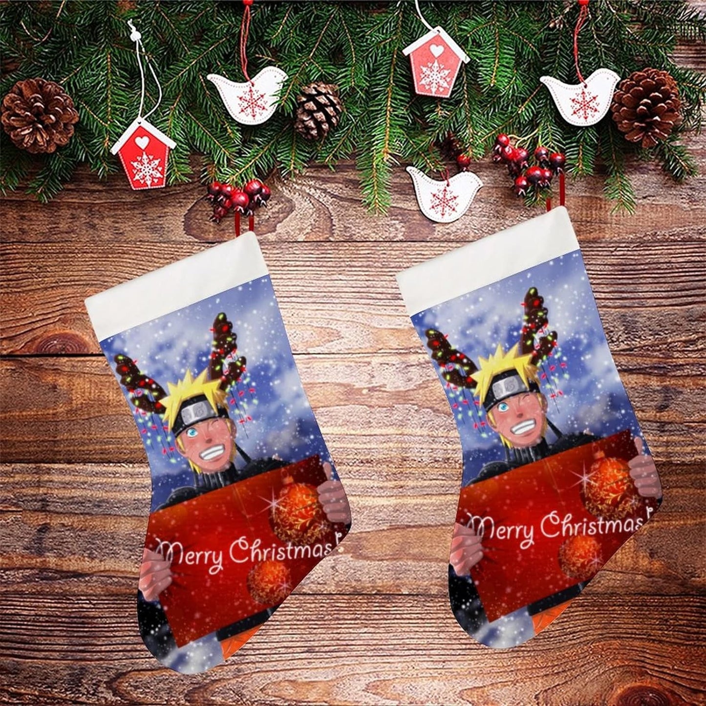 GDVOINS Anime Christmas Stockings Personalized Xmas Stocking for Christmas New Year Party Supplies Christmas Decor 10.2" W x 16.5" L