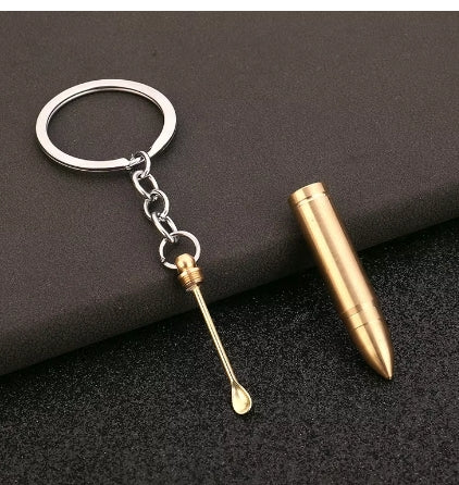 High-quality Portable Car Bullet Shaped Keychain Fashion Ear Pick Spoon Keychain Couple Keyring Unisex Trendy Cool Gifts