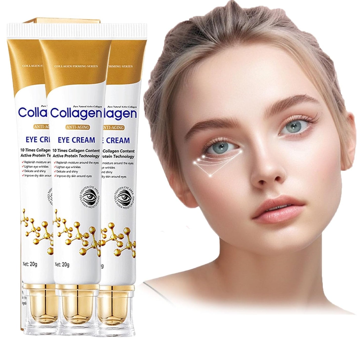 Sale!! Lumineyez Collagen Anti Wrinkle Moisturizing Eye Cream, Instant Firming Anti-Aging Eye Essence, Collagen Anti-Aging Under Eye Serum, Fine Lines Firming De-Puffiness Dark Circles Eye Cream (1PCS)