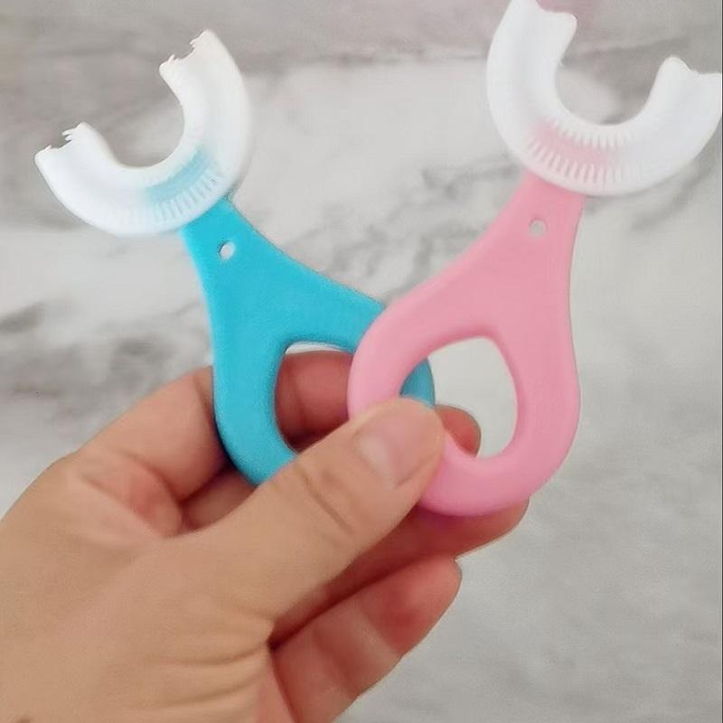 Lovely Baby Ultra Soft Silicone U Shape Toothbrush with Portable Mouth Type Kid Reusable Brushing Teeth Cleaning Oral Care Tool