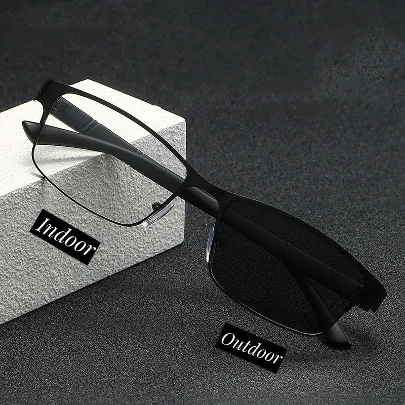 Business Men's Metal Half Frame Myopia Glasses Fashion Finished Optical Prescription Near Sight Eyeglasses Unisex Sunglasses