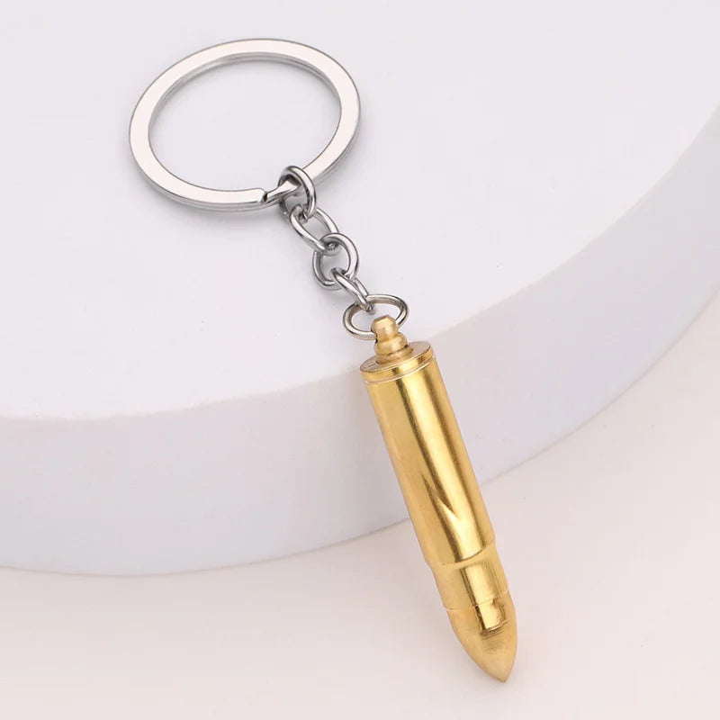 High-quality Portable Car Bullet Shaped Keychain Fashion Ear Pick Spoon Keychain Couple Keyring Unisex Trendy Cool Gifts