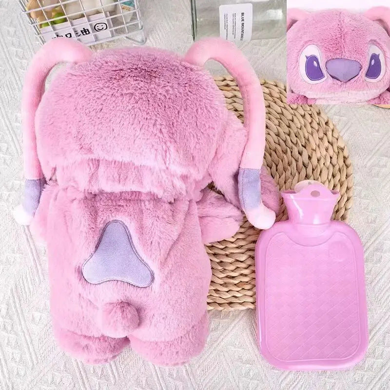 Kawaii Disney Winter Large Plush Hot Water Bottle Cartoon Anime Lilo & Stitch Women's Home Water Filling Hand Warmer Kids Gifts