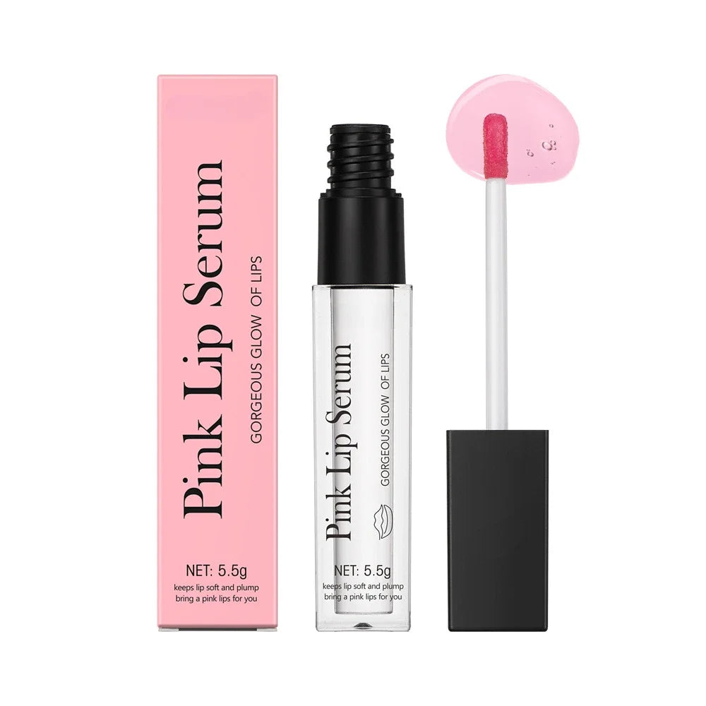 Natural Pink Serum Lips Gloss Fresh Remove Dark Lips Gel Lightening Essence Cream Balm Repair Fine Line Brighten Lip Exfoliator