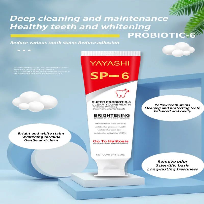 Probiotic Toothpaste SP-6 Whitening Tooth Remove Plaque Stains Teeth Whitener Oral Hygiene Clean Fresh Breath Denta 120g