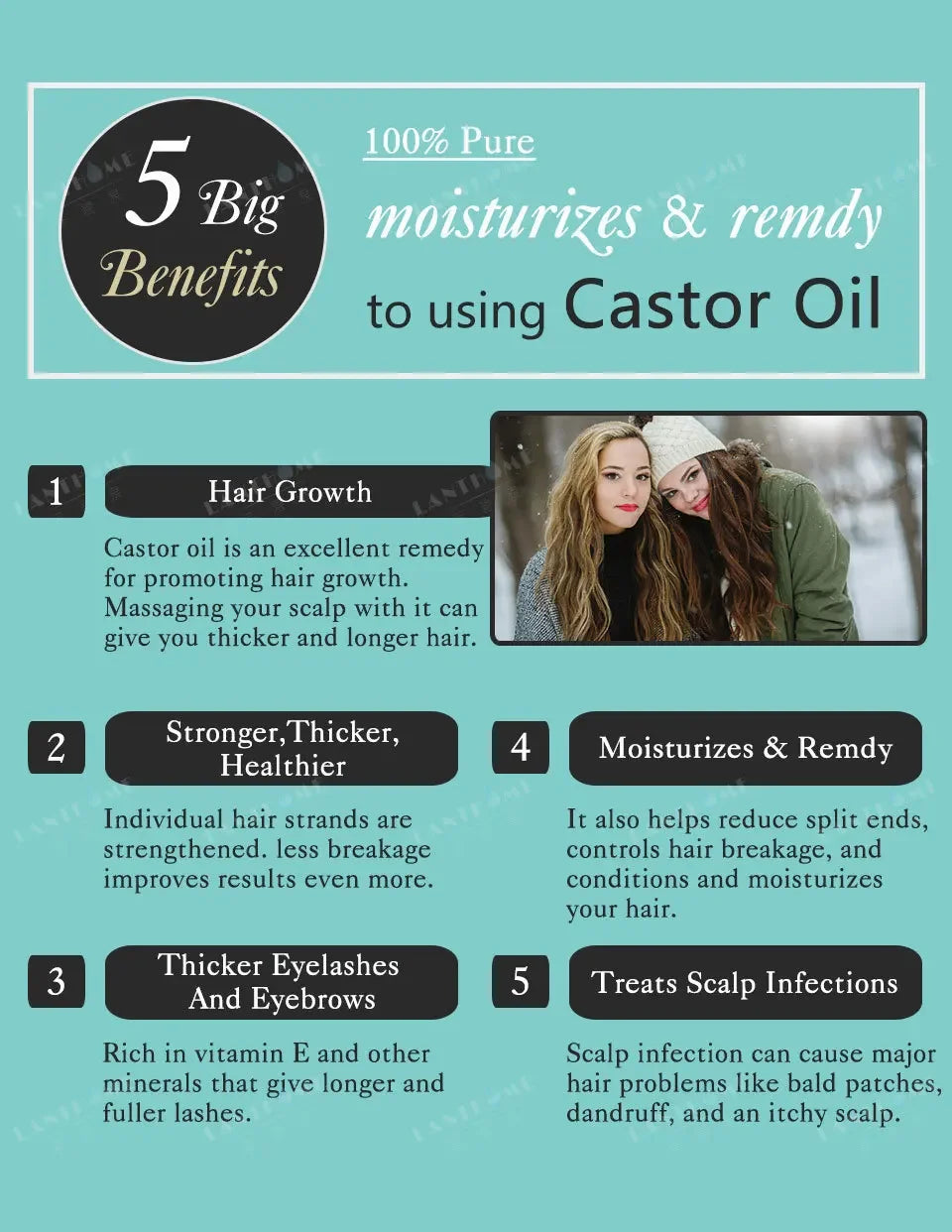 Castor oil mascara conditioner, gentle and moisturizing 10ml, fine comb shaped high-quality