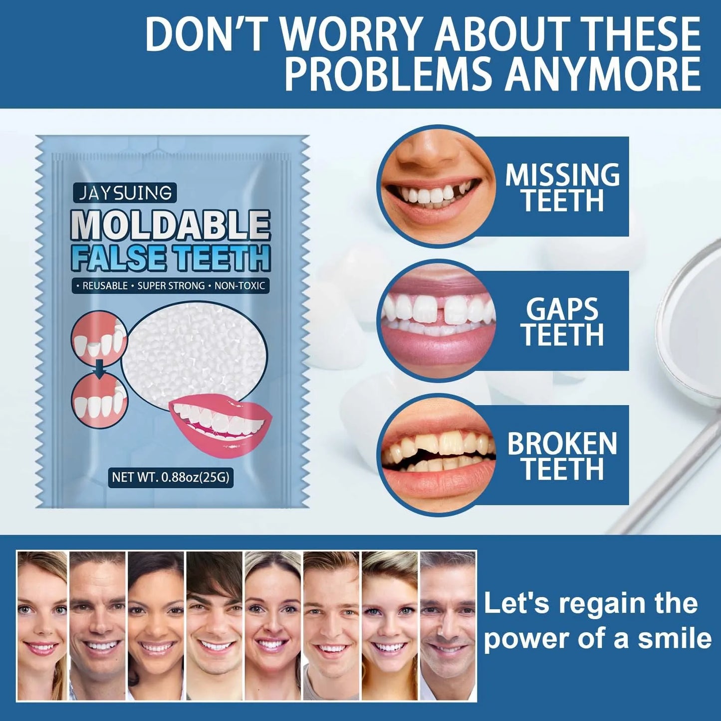 Solid Filling Cavity Filling Makeup Ball Denture Filling Restoration Of Missing Teeth Tooth Gap Repair Decoration