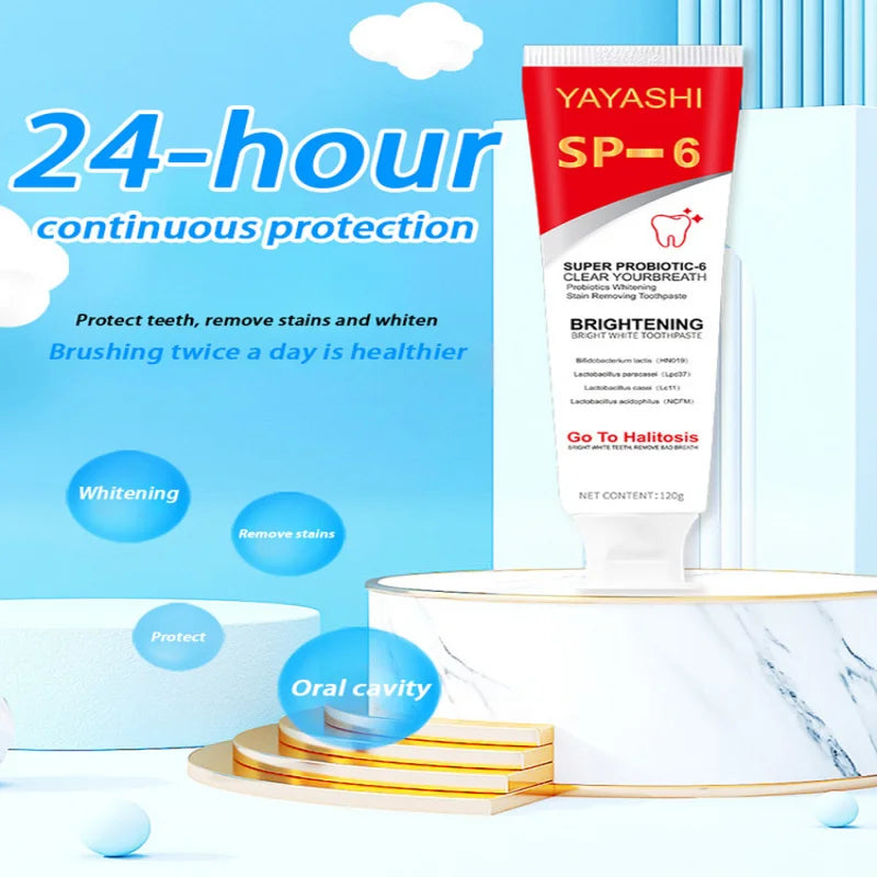 Sp-6 120g Probiotic Toothpaste Whitening Tooth Remove Plaque Stains Teeth Whitener Oral Hygiene Clean Fresh Breath Denta Healthy