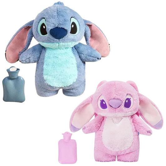 Stitch Angel Lotso Plush Hand Warm Bottle Hot Water Bottles Pink Kawaii Soft Winter Portable Warm Hand Bag Anime Child Toys Gift