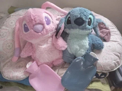 Stitch Angel Lotso Plush Hand Warm Bottle Hot Water Bottles Pink Kawaii Soft Winter Portable Warm Hand Bag Anime Child Toys Gift