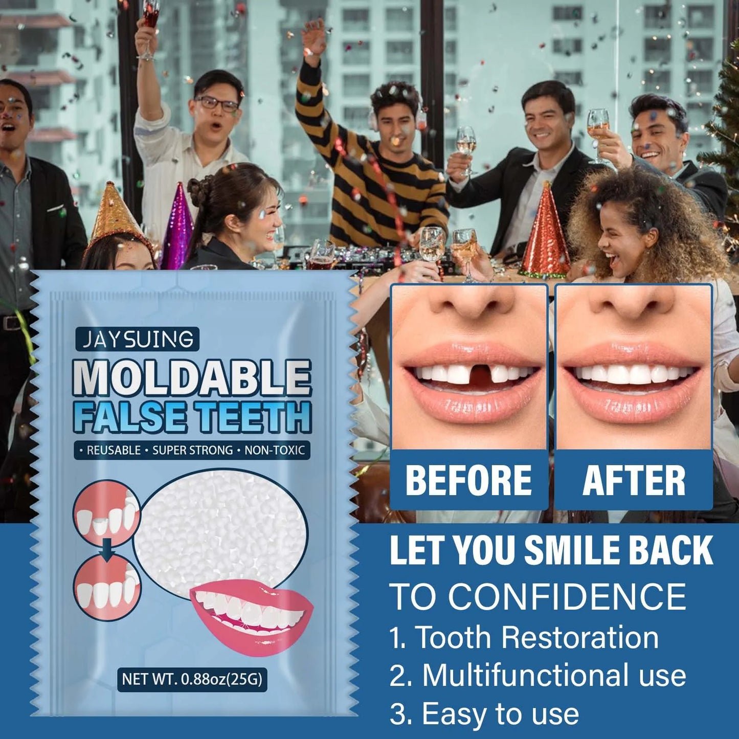 Top Quality Resin Denture Adhesive Tooth Gap Repair Falseteeth Temporary Solid Glue Granule Moldable Tooth Care Halloween Makeup