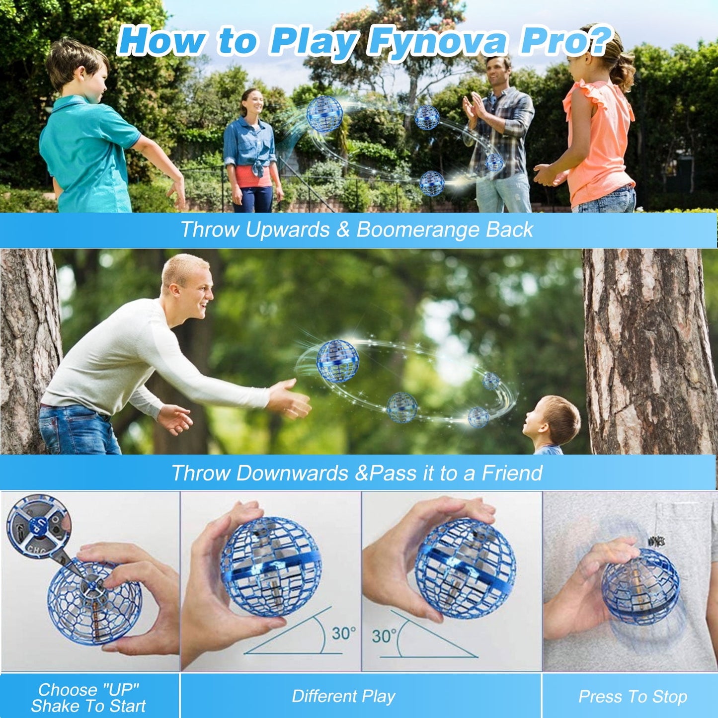 Flying Ball Toys Flying Orb Ball Toy, Hover Ball Boomerang Fly Fidget Spinner, Magic Hover Spinner with Dazzling Lights, Cool Toys Gifts for 6 7 8 9 10+ Year Old Boys Girls Teens Outdoor Toys