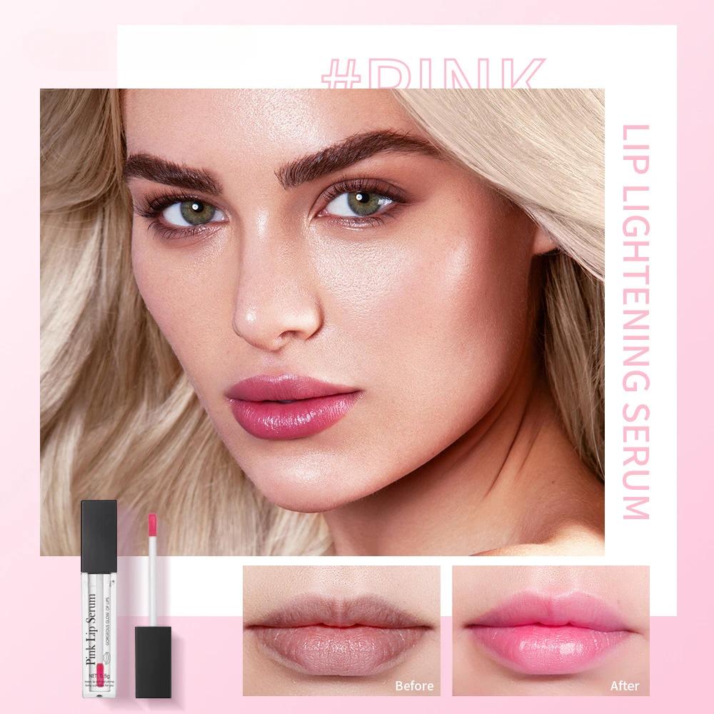 Natural Pink Serum Lips Gloss Fresh Remove Dark Lips Gel Lightening Essence Cream Balm Repair Fine Line Brighten Lip Exfoliator